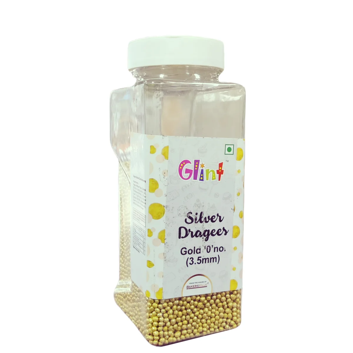Glint Silver Dragees  500Gm Gold '0' No. 3.5Mm - 1