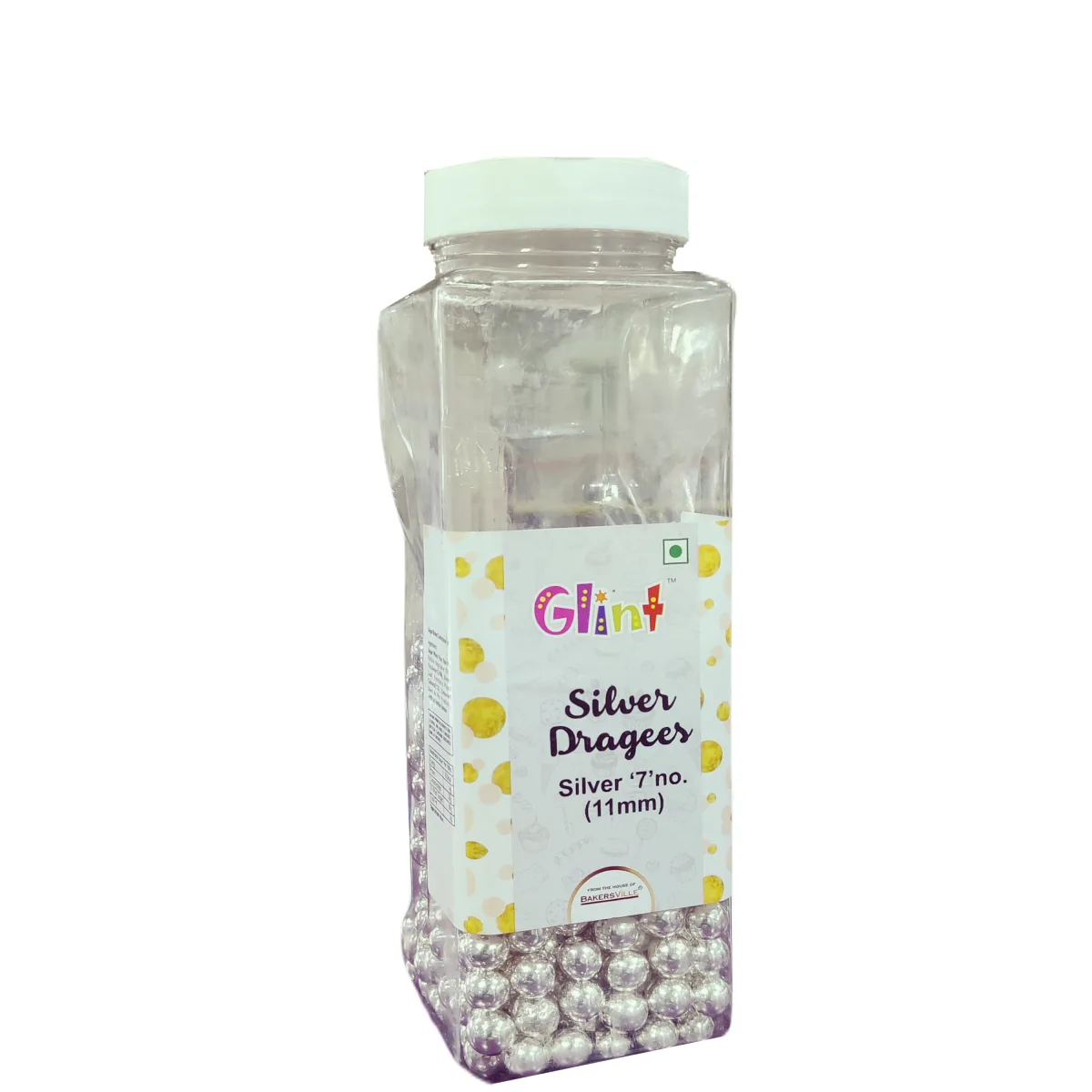 Glint Silver Dragees  500Gm Silver '7' No11 Mm - 1