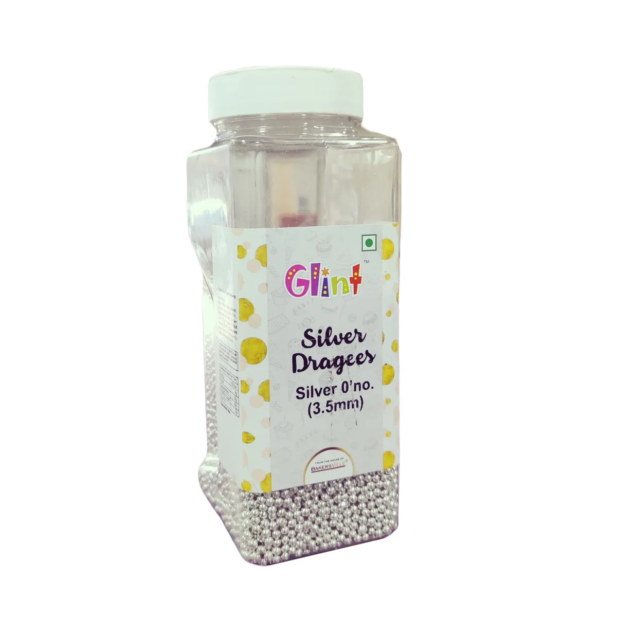 Glint Silver Dragees  500Gm Silver 3.5mm, 0 Mini - 1
