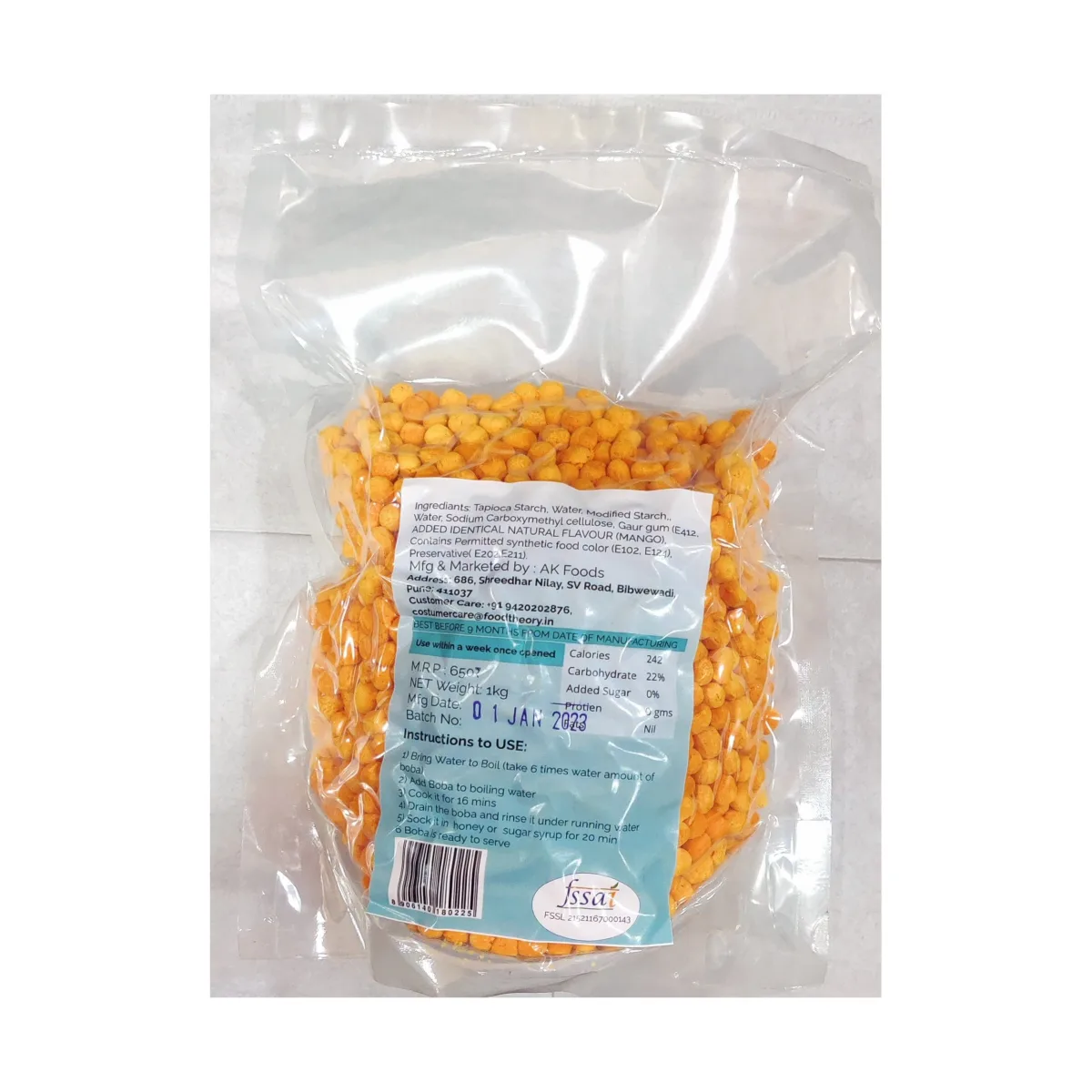 Snow Cafe Tapioca Boba Pearls 1kg Mango - 2