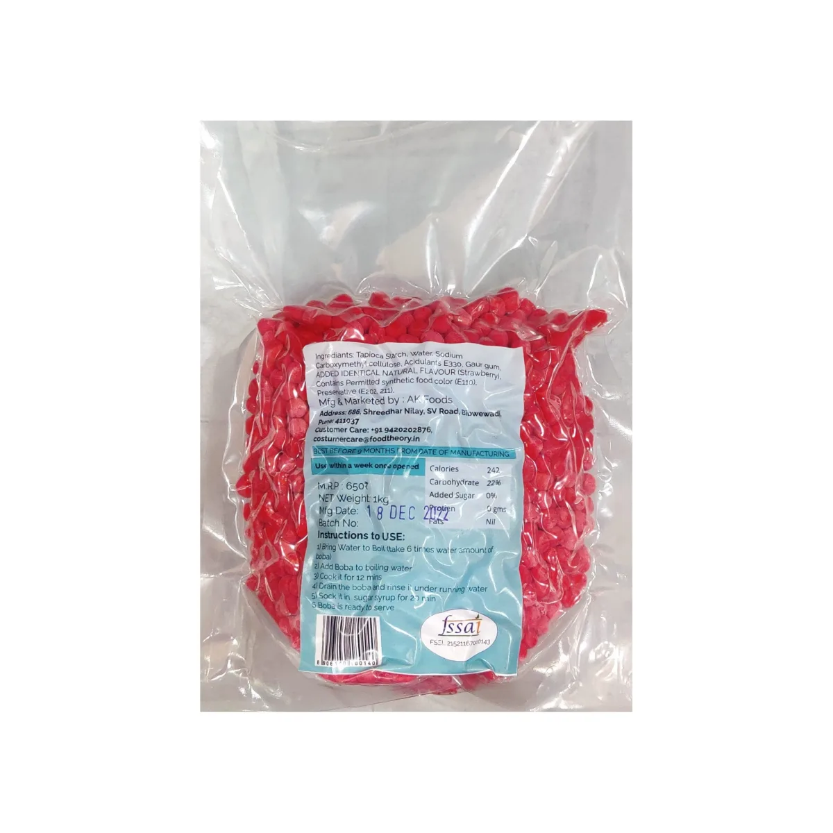 Snow Cafe Tapioca Boba Pearls 1kg Strawberry - 2
