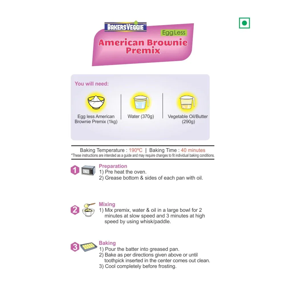 Bakersveggie Eggless American Brownie Premix  - 2