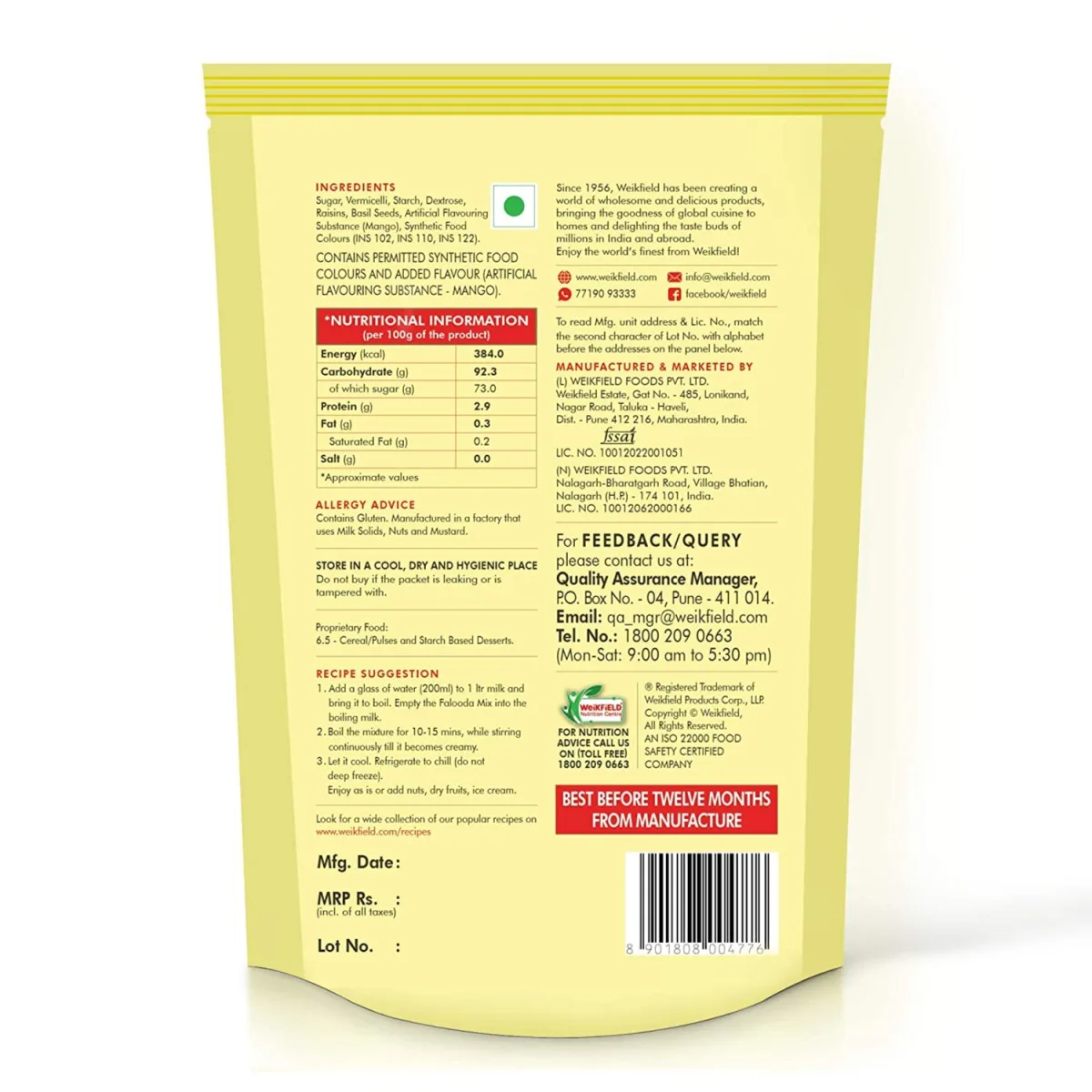 Weikfield Falooda Mix 200gm Mango - 2
