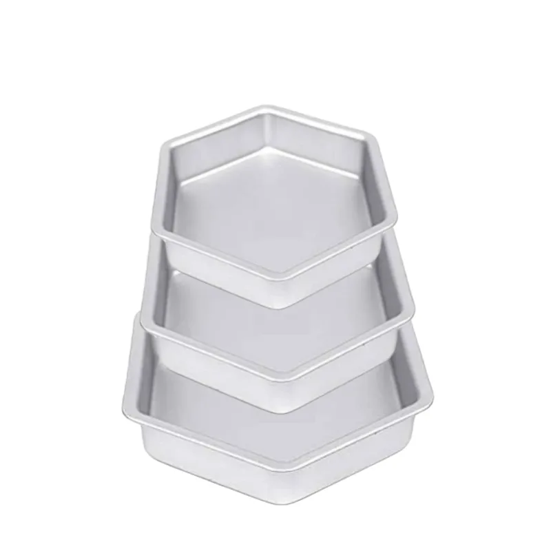 Hexagon Shape  Aluminium Cake Mould Set Of Three - 1