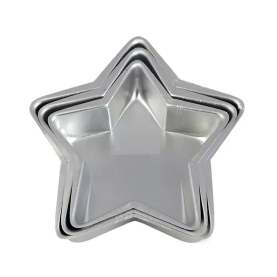 Star Shape Aluminium Cake Mould  Set Of Three - 1