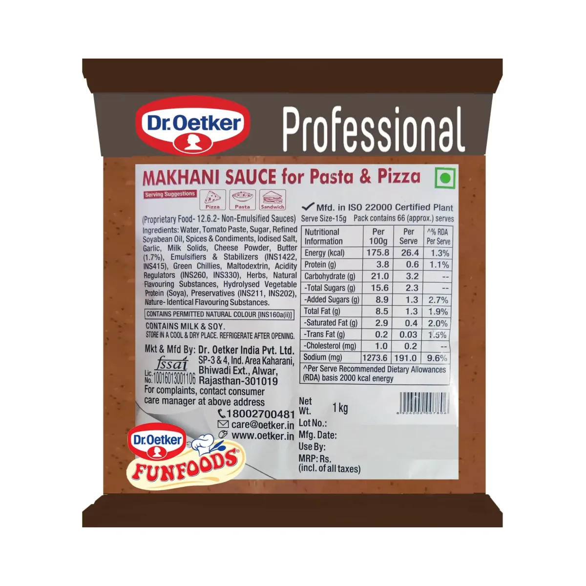 Dr. Oetker Funfoods Makhani Sauce For Pasta And Pizza 1Kg - 1