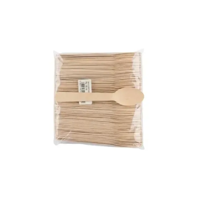 Disposable Wooden Spoon 100Pcs - 1