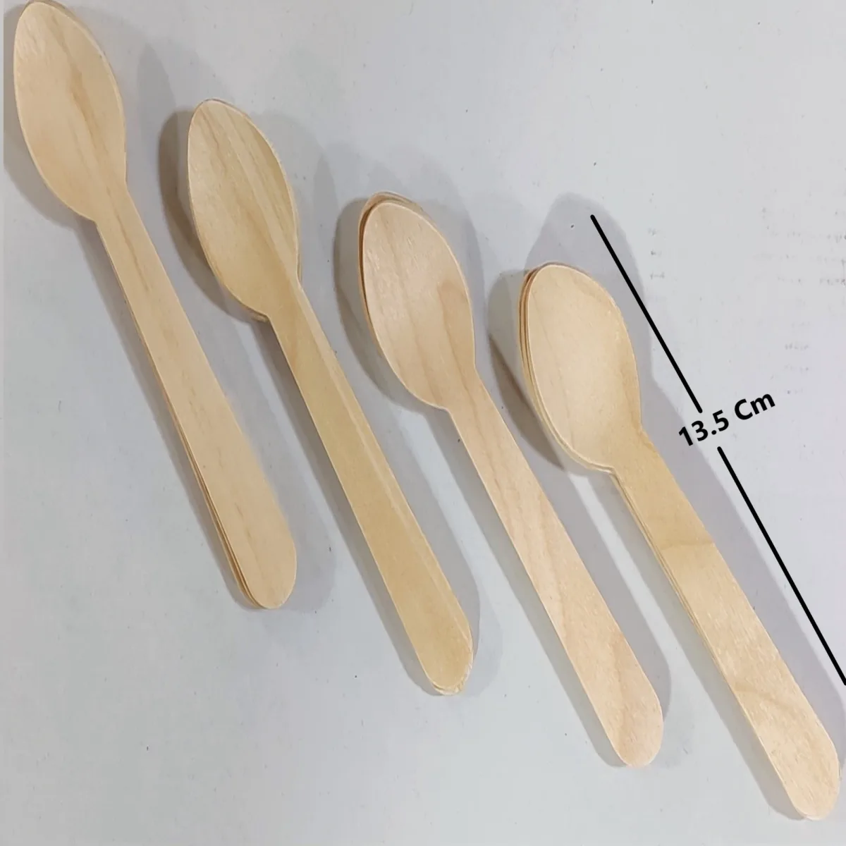 Disposable Wooden Spoon 100Pcs 13.5 Cm - 1