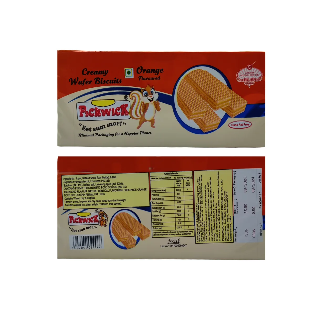 Pickwick Creamy Wafer Biscuits Orange - 1