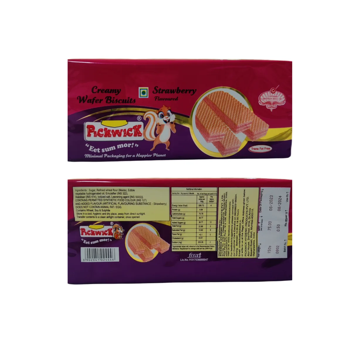 Pickwick Creamy Wafer Biscuits Strawberry - 1