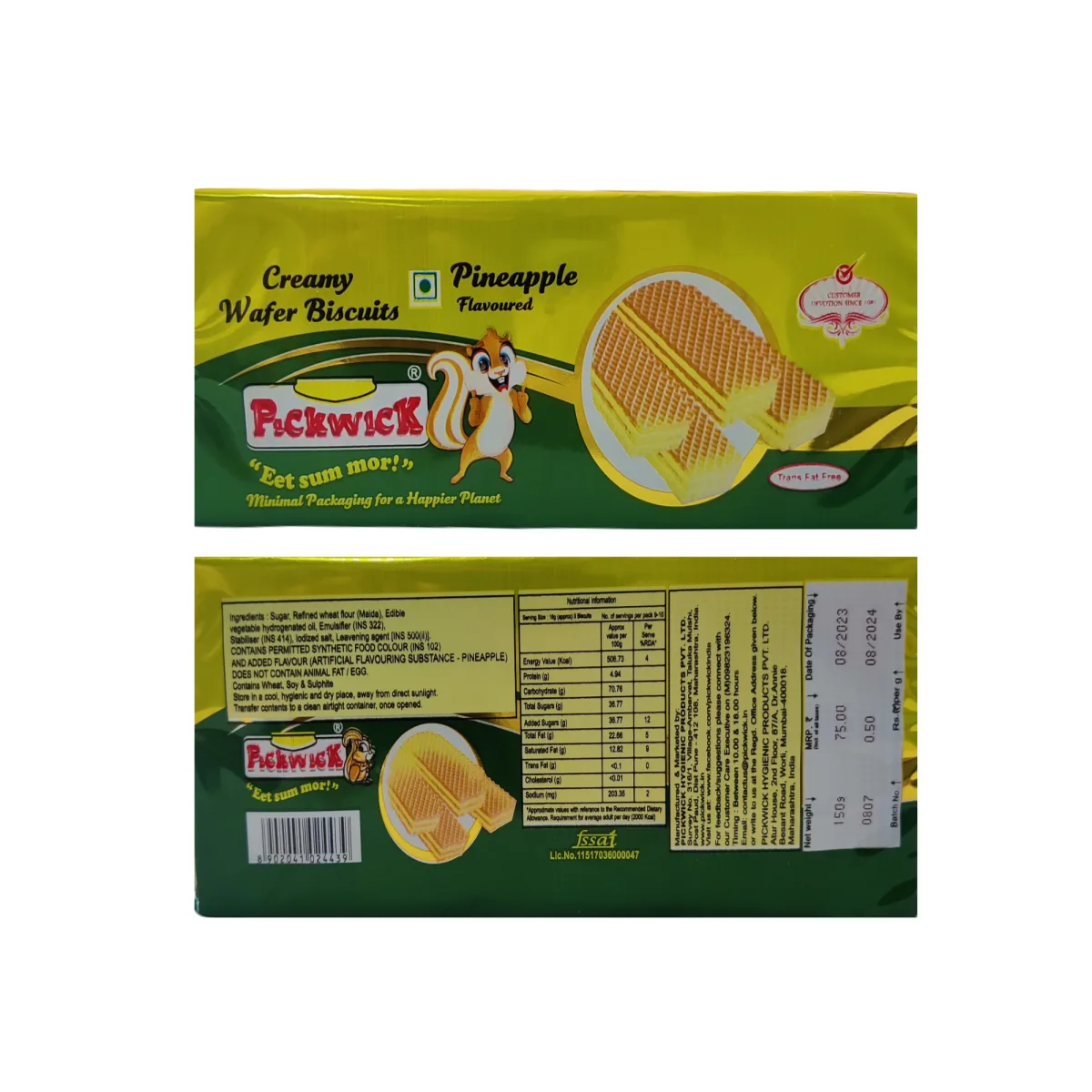 Pickwick Creamy Wafer Biscuits Pineapple - 1