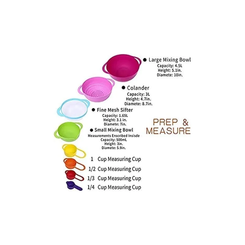 Style Trendy Colorful mixing Bowl 10 Pcs Set - 3