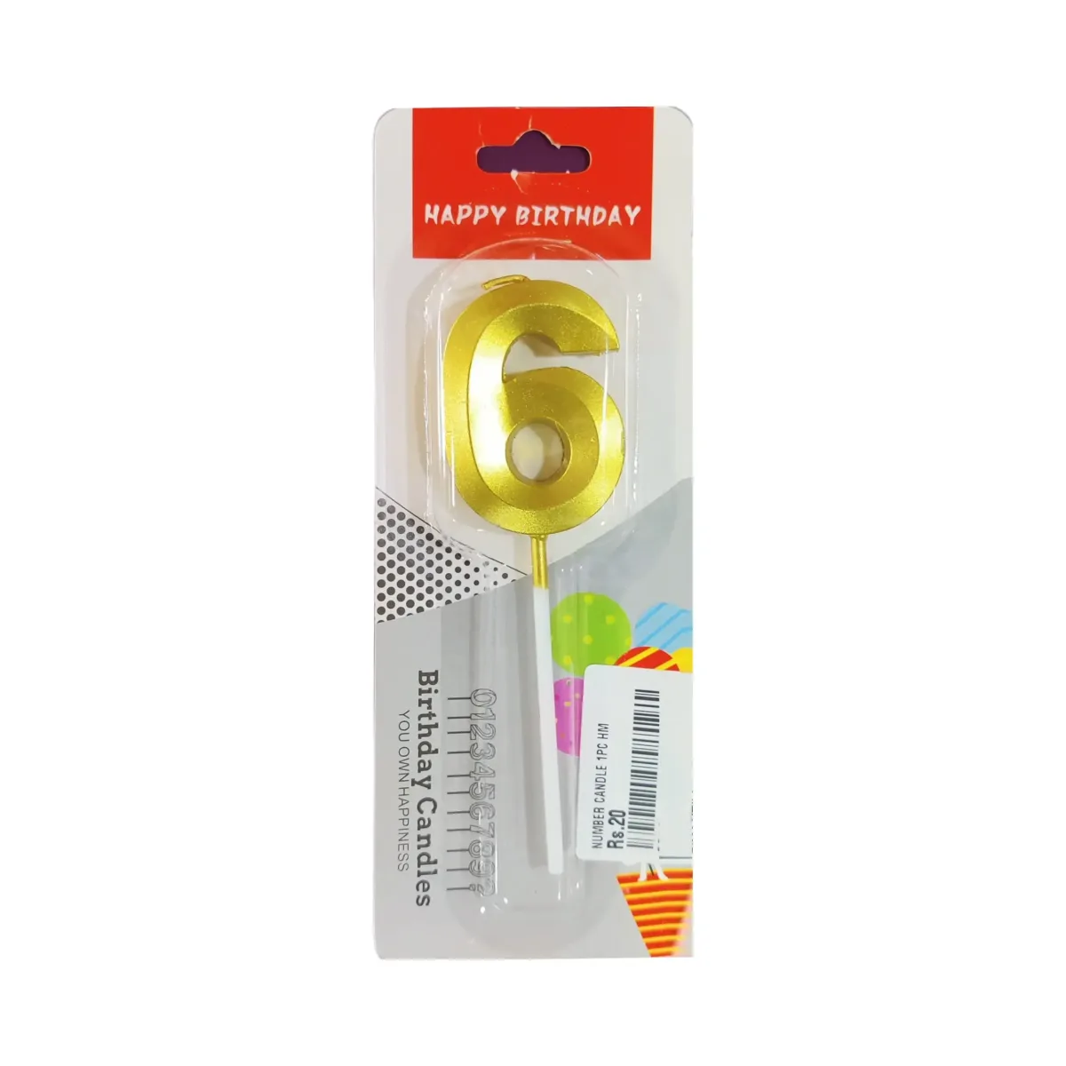 Happy Birthday Numbers Candle Topper 6 - 1