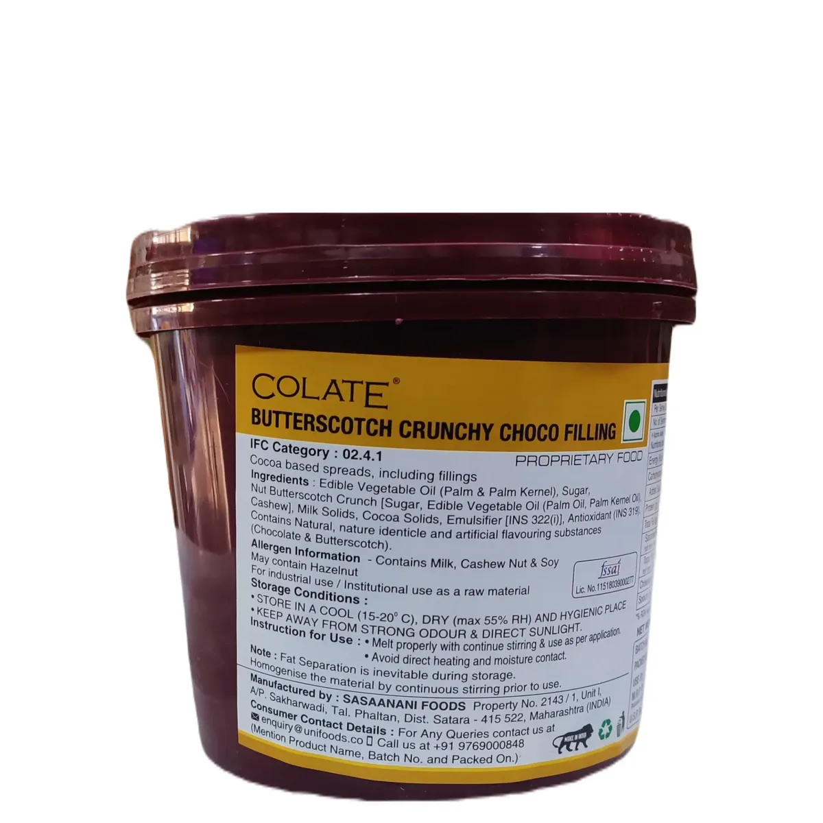 Colate Butterscotch Crunchy Choco Filling 1Kg - 1