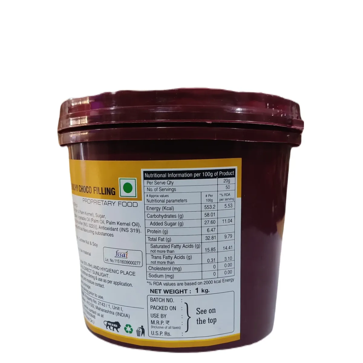Colate Butterscotch Crunchy Choco Filling 1Kg - 2