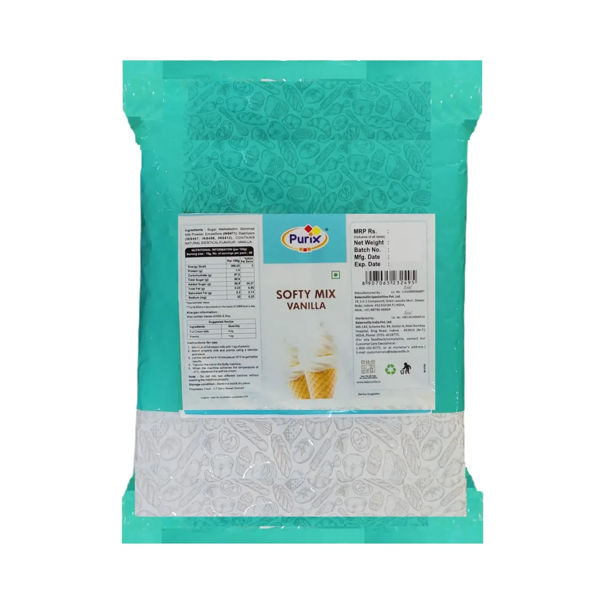Bakersville Purix Softy Mix Vanila 1Kg - 1