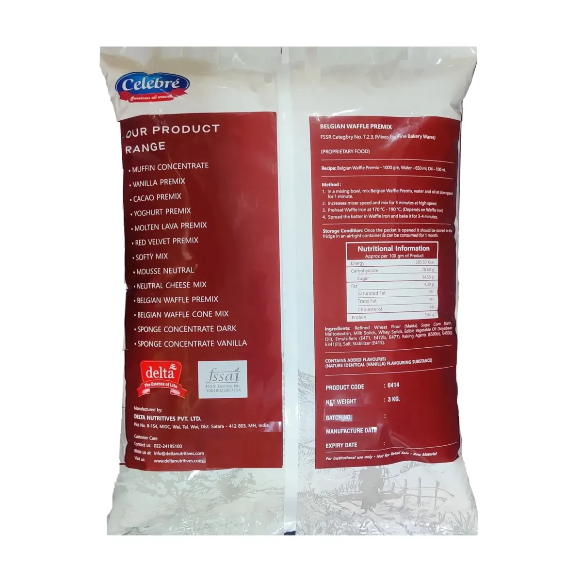 Delta Belgian waffle Premix 3Kg - 2