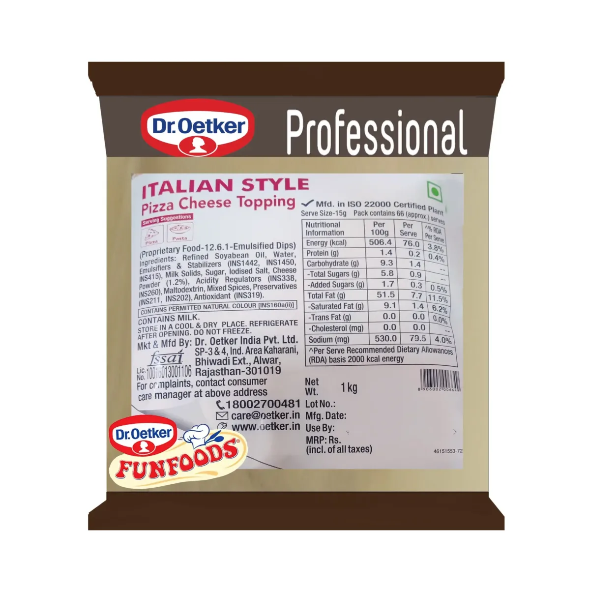 Dr. Oetker Funfoods  Italian  Style Pizza Cheese Topping 1Kg - 1
