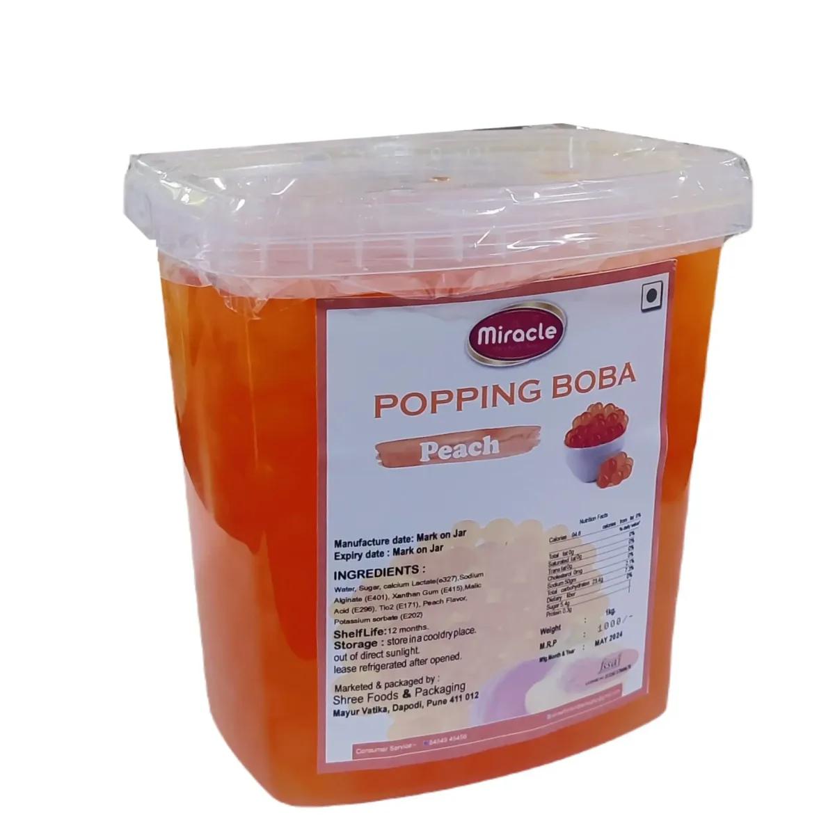 Miracle Popping Boba Peach 1kg - 1