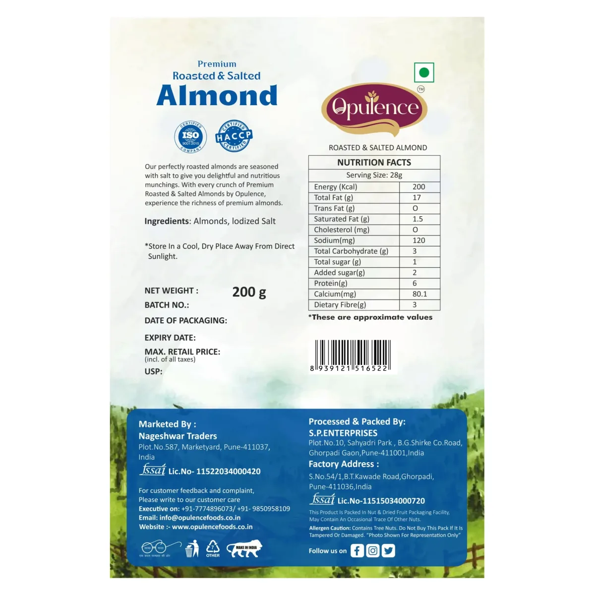 Opulence Roasted and Salted Almond 200gm - 2
