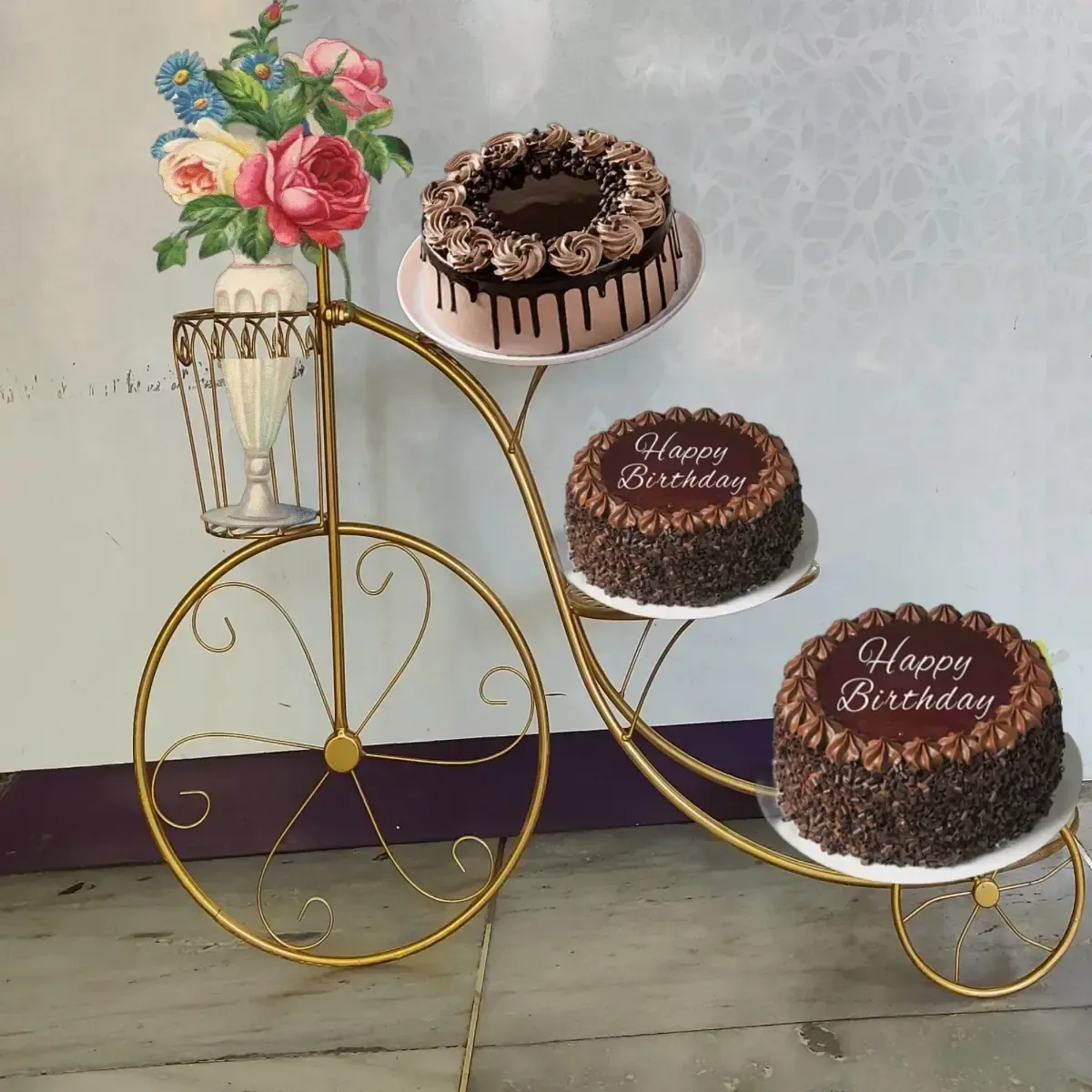 Metal Cycle Cake Stand - 2