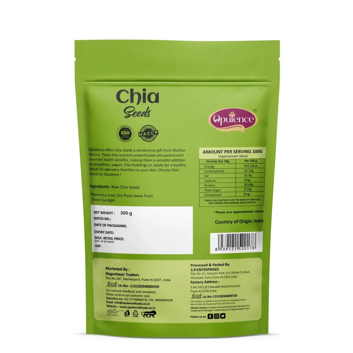Opulence Chia Seeds 200gm - 2