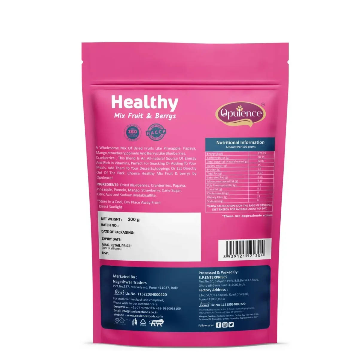 Opulence Healthy Mix Fruit And Berrys 200gm - 2