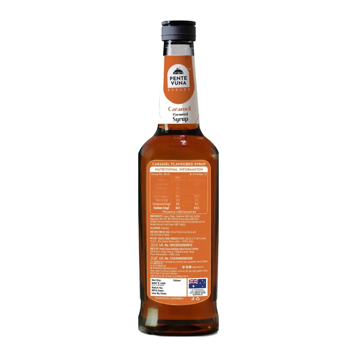 Pente Vuna Caramel Flavoured Syrup 700ml - 2