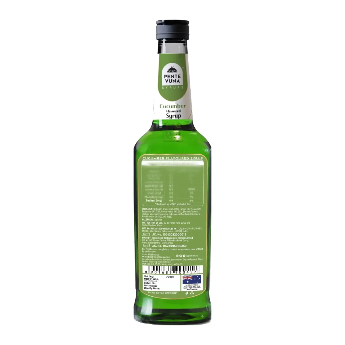 Pente Vuna Cucumber Flavoured Syrup 700ml - 2