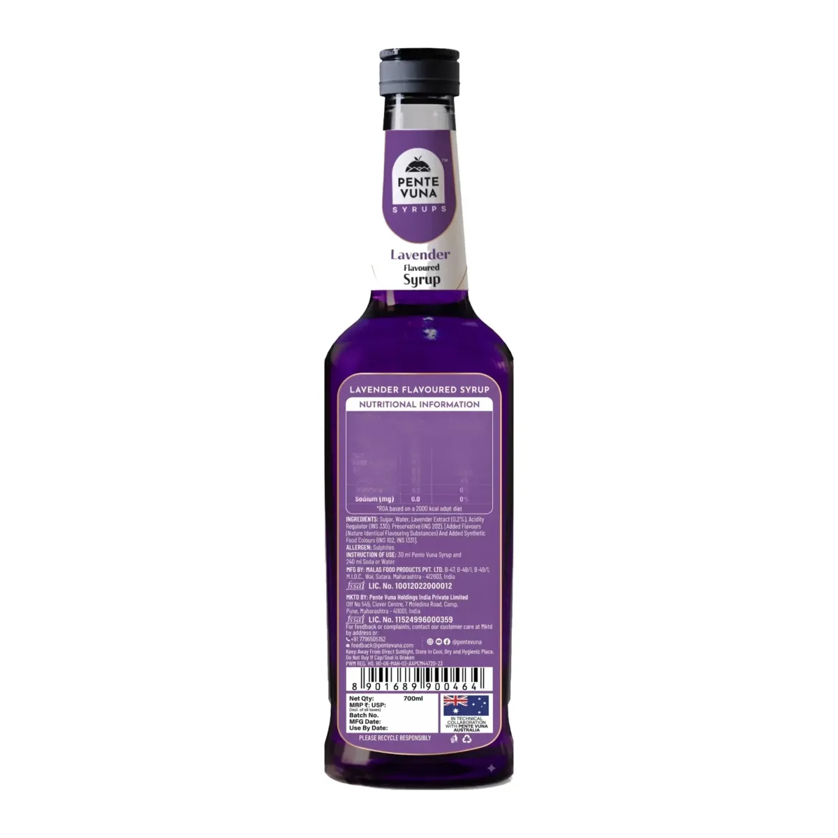 Pente Vuna Lavender Flavoured Syrup 700ml - 2