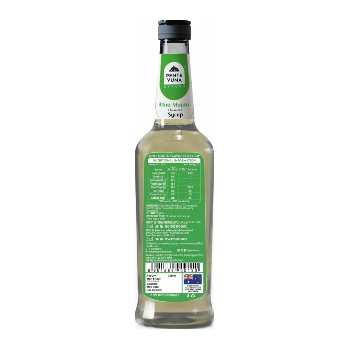 Pente Vuna Mint Mojito Flavoured Syrup 700ml - 2