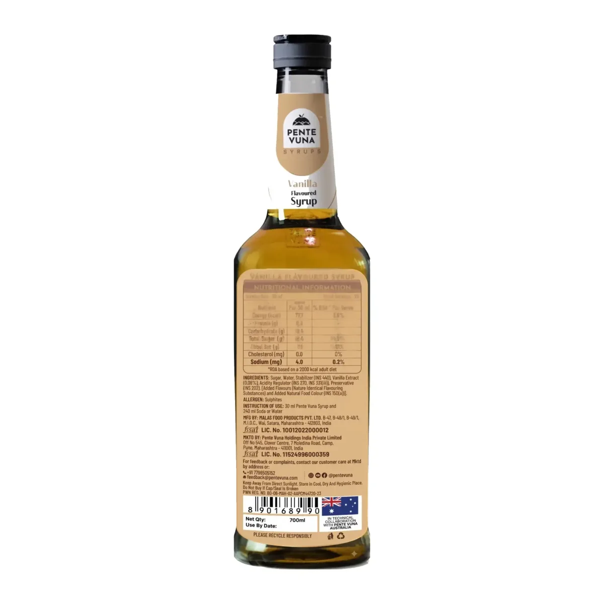 Pente Vuna Vanilla Flavoured Syrup 700ml - 2