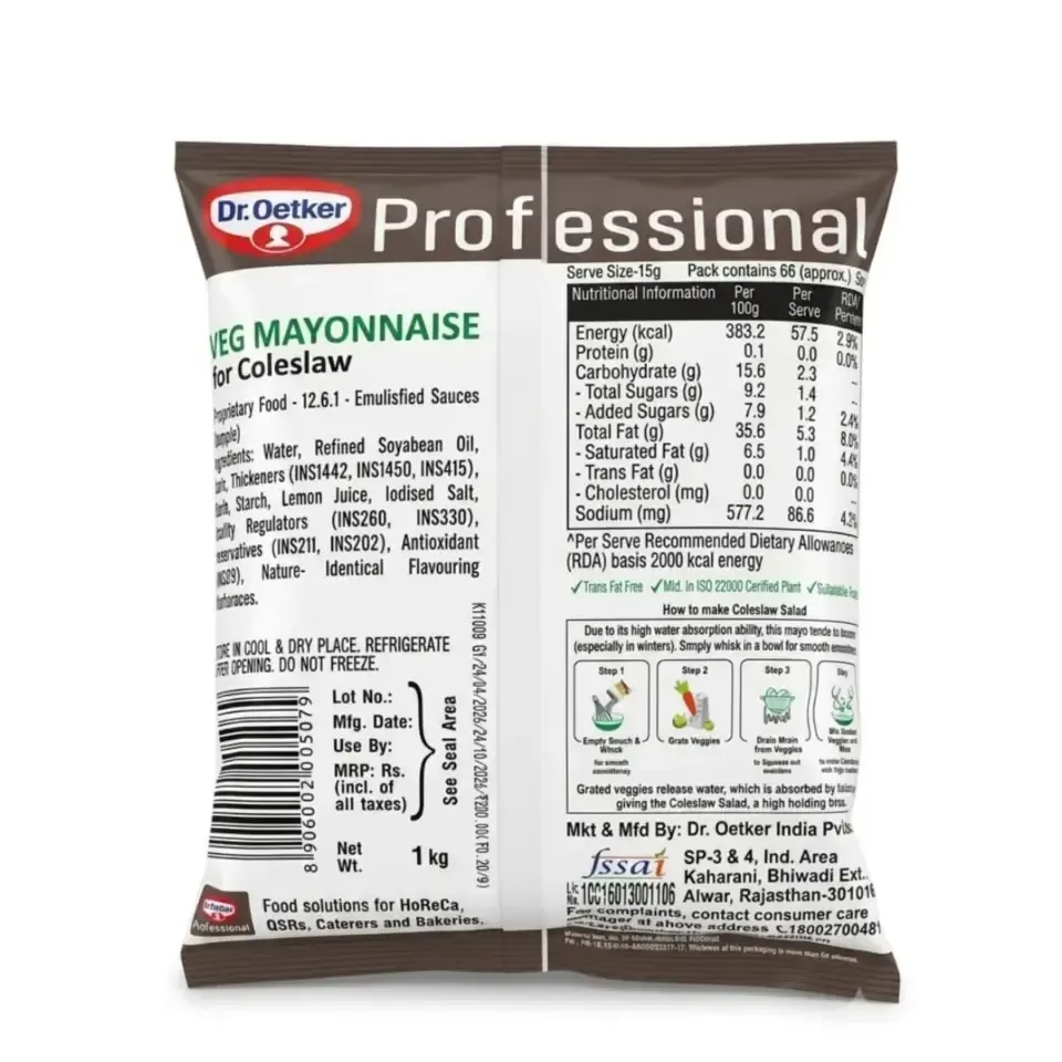 Dr Oetkaer Funfoods Veg Mayonnaise for Coleslaw 1kg - 2