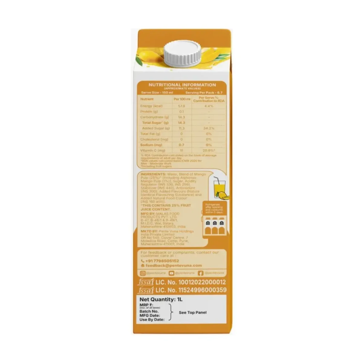 Pente Vuna Ready To Drink Mango 1ltr - 2