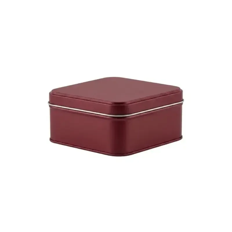 Food Grade Rectangular Metal Tin Box Maroon - 1