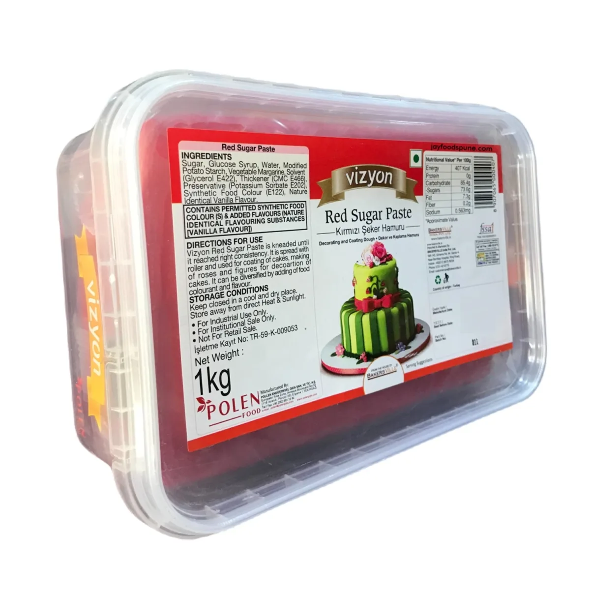 Vizyon Red Sugar Paste 1kg - 1