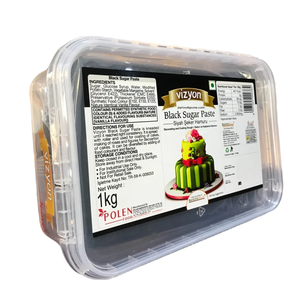 Vizyon Black Sugar Paste 1kg - 1