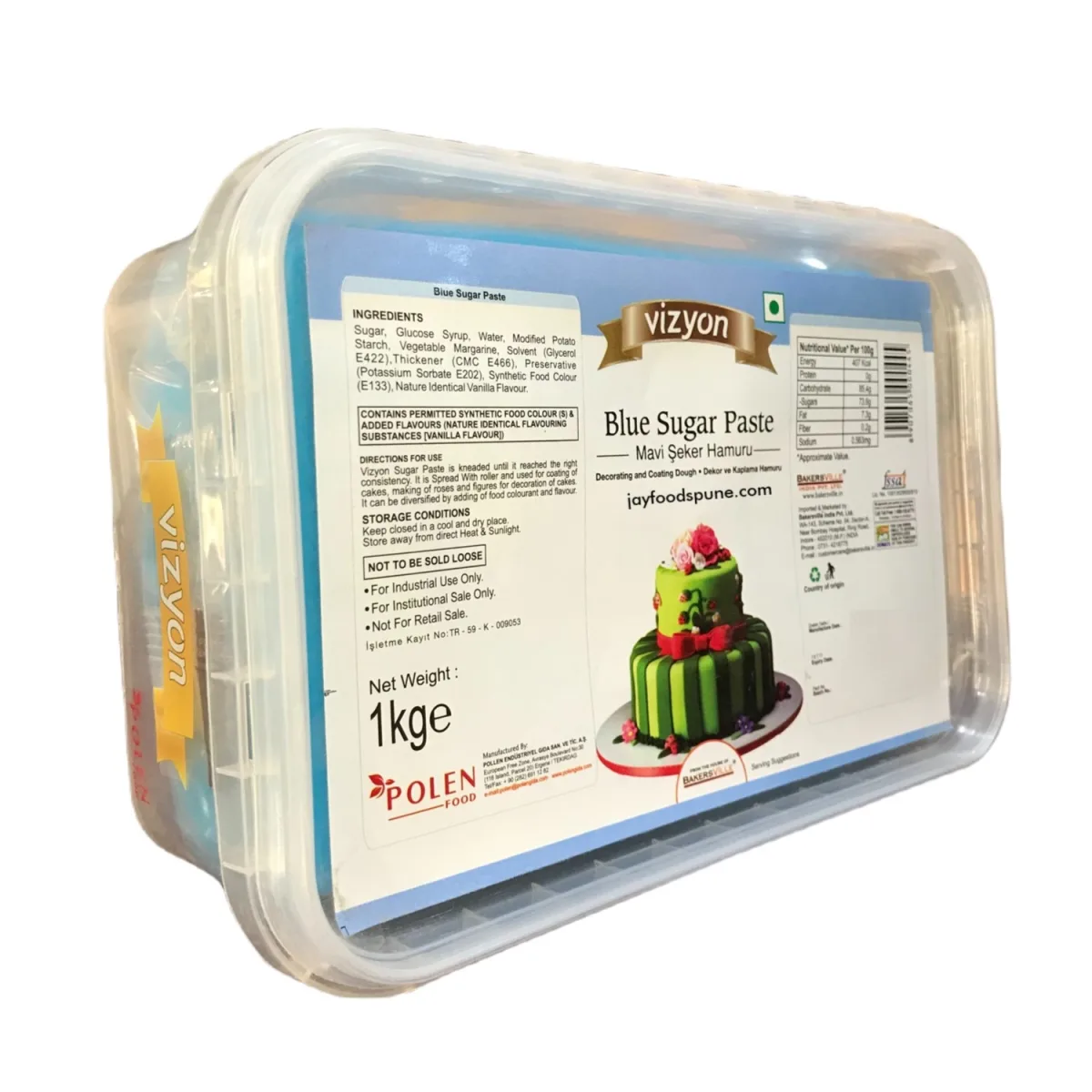 Vizyon Blue Sugar Paste 1kg - 1