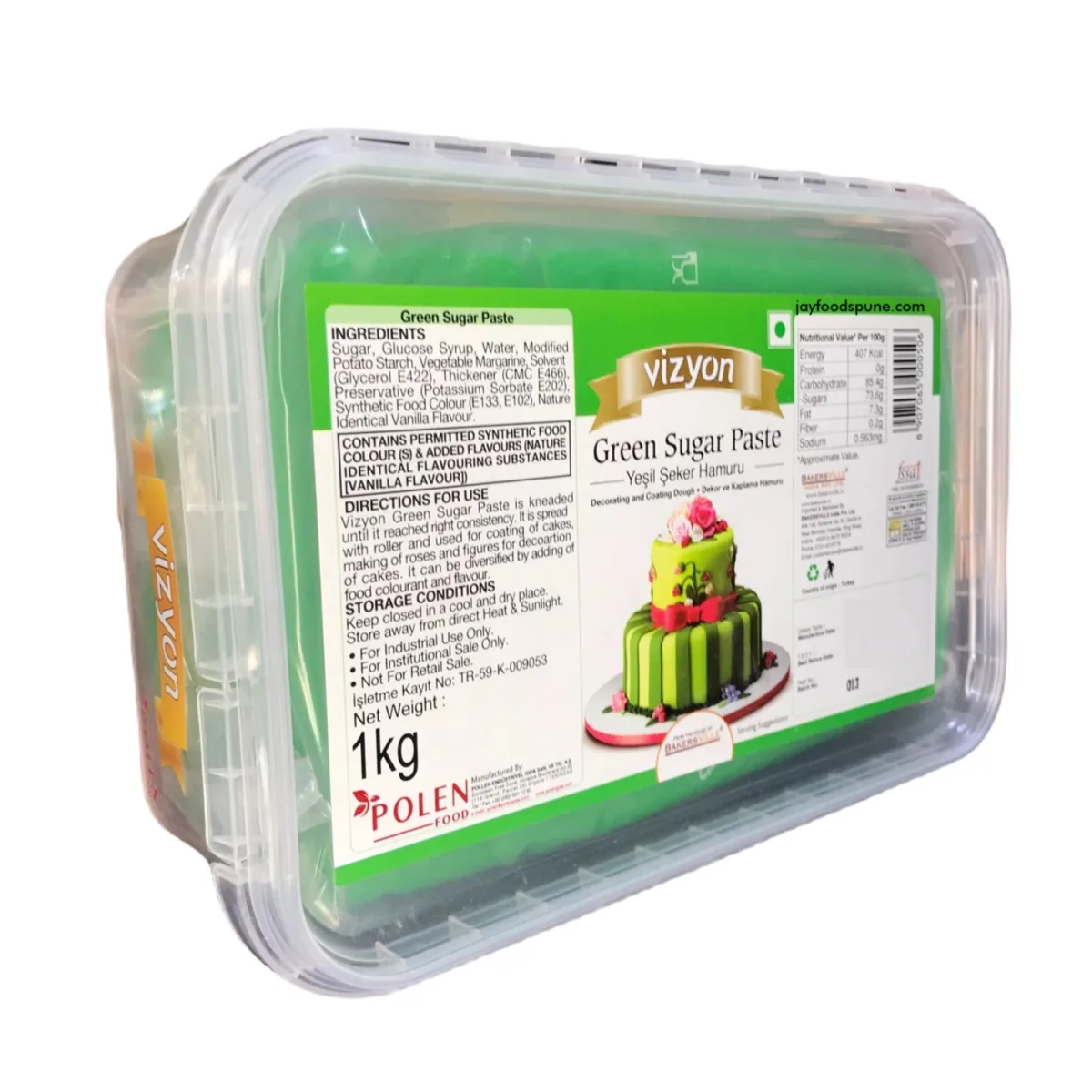 Vizyon Green Sugar Paste 1kg - 1