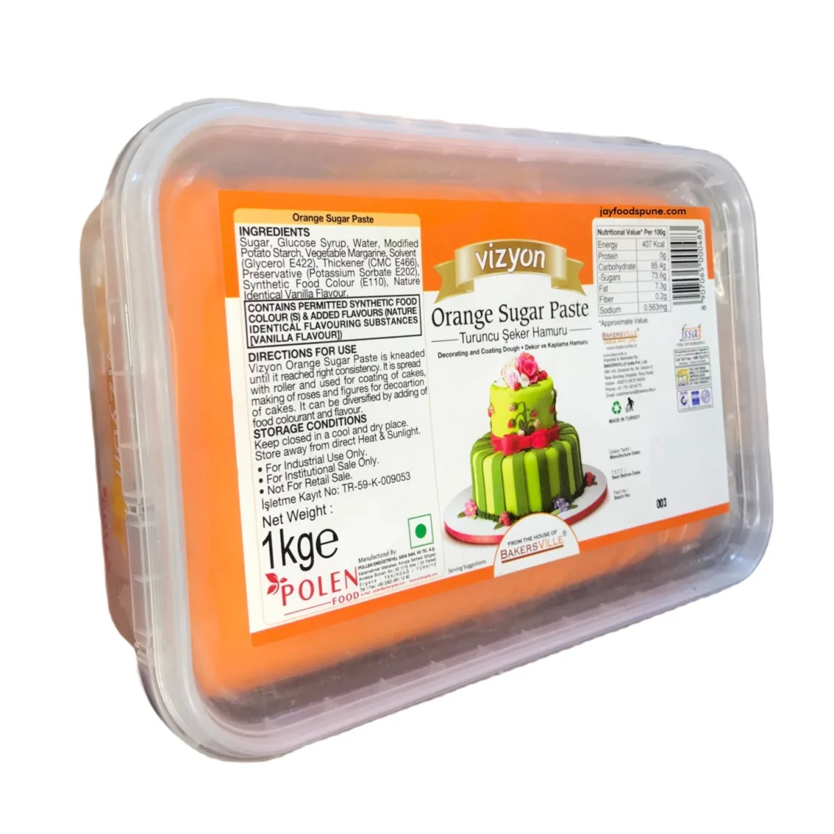 Vizyon Orange Sugar Paste 1kg - 1