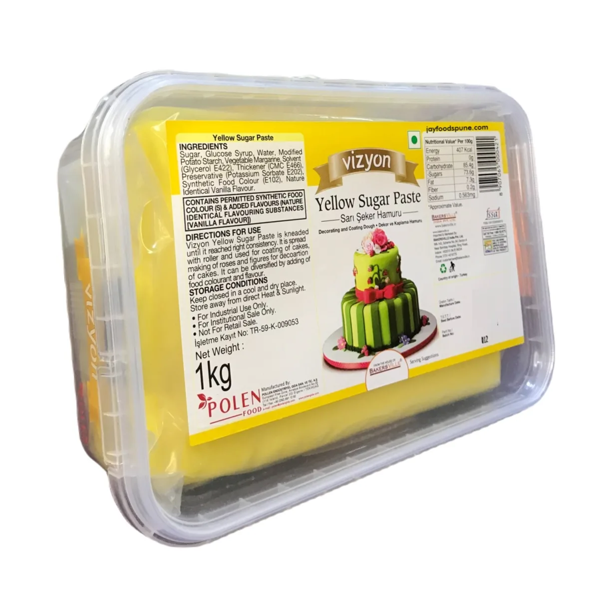 Vizyon Yellow Sugar Paste 1kg - 1
