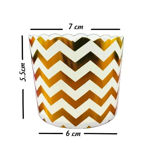 Fd Die Cut Baking Cups Golden Zig Zag Lines - 1