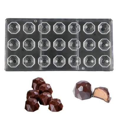 Finedecor Diamond Shaped Polycarbonate Chocolate Mold (21 Cavities), Transparent - 1