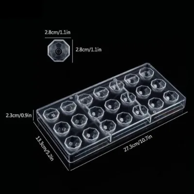 Finedecor Diamond Shaped Polycarbonate Chocolate Mold (21 Cavities), Transparent - 2