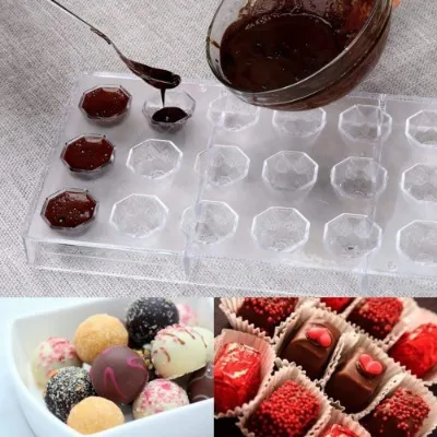 Finedecor Diamond Shaped Polycarbonate Chocolate Mold (21 Cavities), Transparent - 3