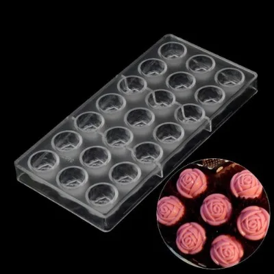 Finedecor Rose Flower Shaped Polycarbonate Chocolate Mold (21 Cavities) - 3