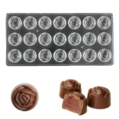 Finedecor Rose Flower Shaped Polycarbonate Chocolate Mold (21 Cavities) - 4