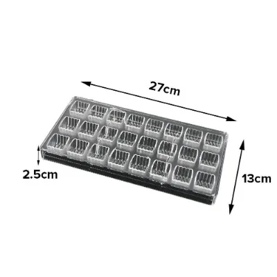 Finedecor Square Curl Toffee Shaped Polycarbonate Chocolate Mold (24 Cavities), - 1