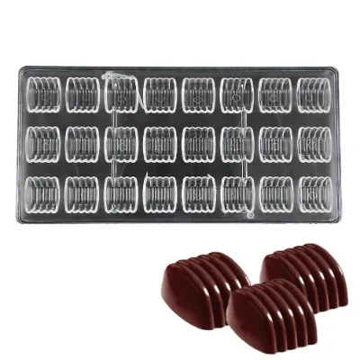 Finedecor Square Curl Toffee Shaped Polycarbonate Chocolate Mold (24 Cavities), - 3