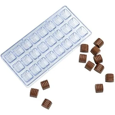 Finedecor Square Curl Toffee Shaped Polycarbonate Chocolate Mold (24 Cavities), - 4